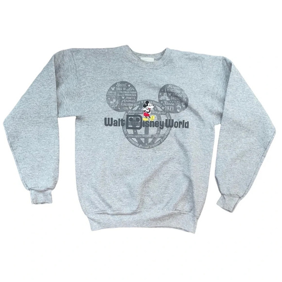 Vintage 2000 Disney Mickey Mouse Gray Long Sleeves Sweater Size Small - Picture 1 of 7